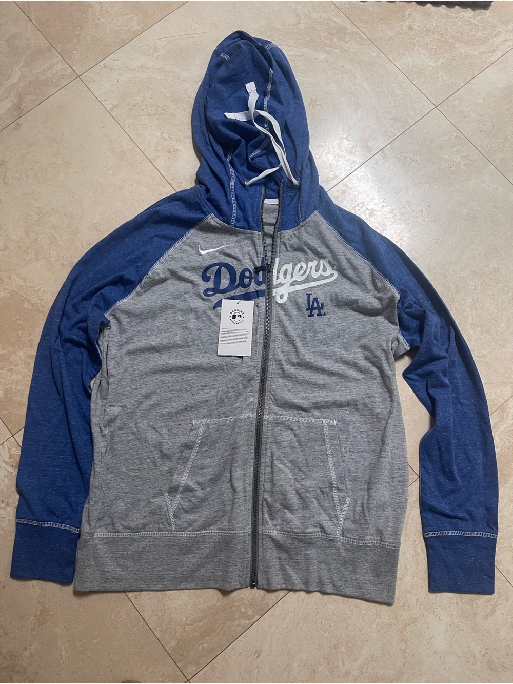 Los Angeles Dodgers New Nike Womens Blue & Gray Full-Zip Hoodie